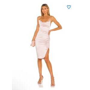 Superdown Billie Drape Midi Dress Pink Satin Ruched Cowl Neck NWT Small